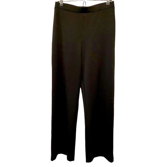 Suzanne Betro Pants - Black stretch flare pants leggings poly spandex elastic waist pull on New Med
C